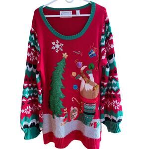 Merry & Bright Ugly Christmas Cat Sweater